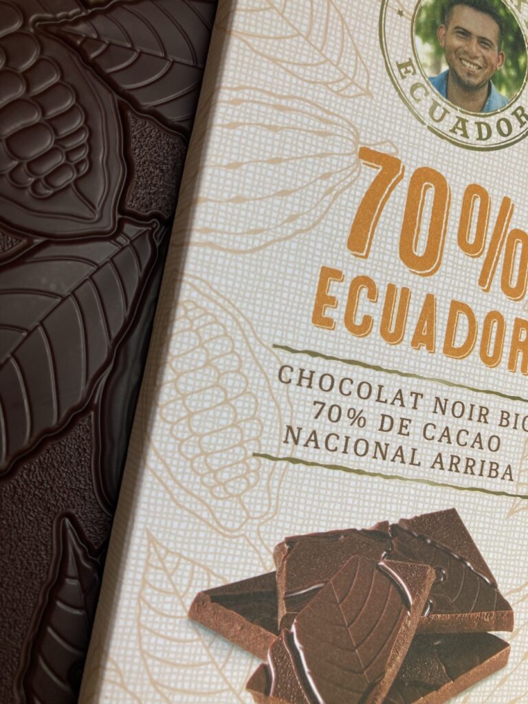 schwarze Schokolade mit 70% Kakao aus Ecuador